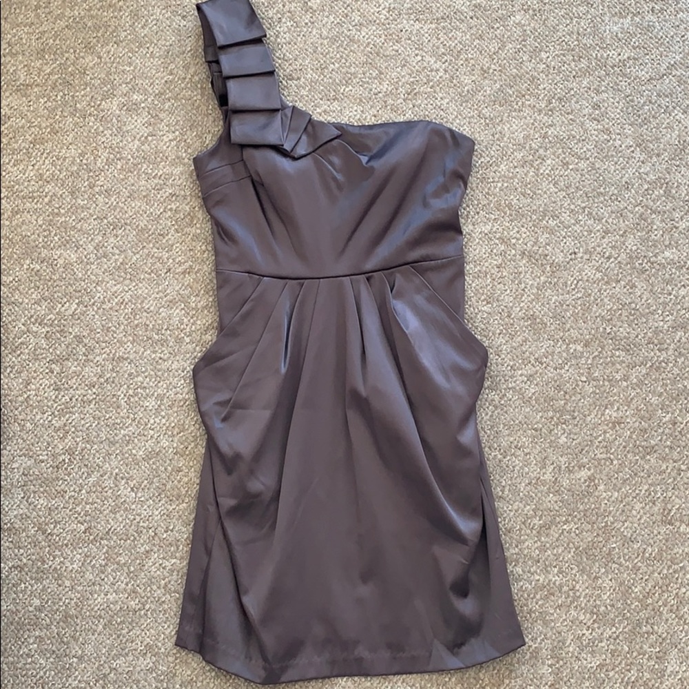 Silver Formal One Shoulder Dress (with Pockets)